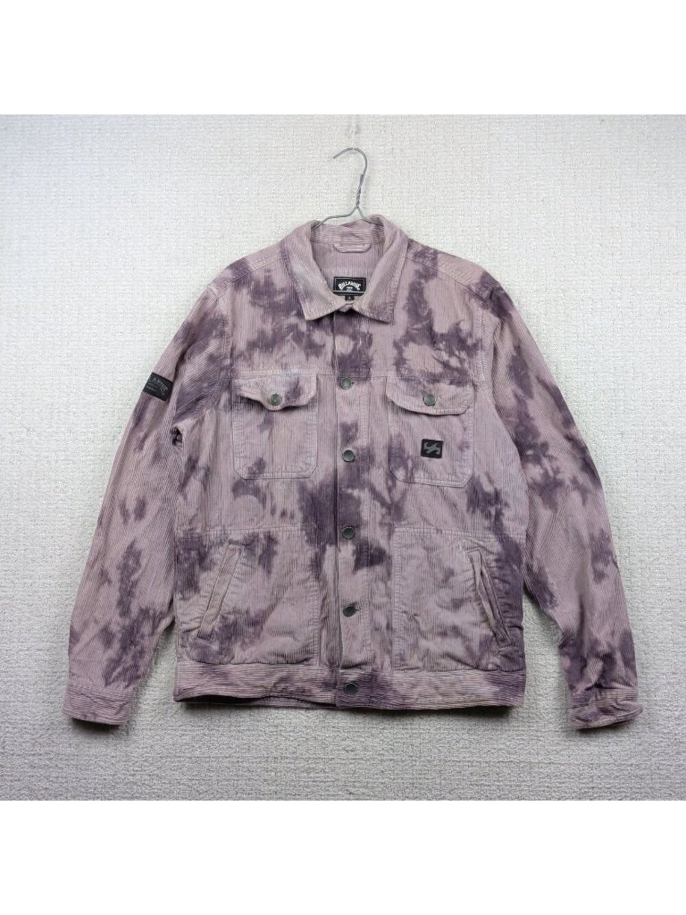 Y2K Billabong Corduroy Shacket Galaxy Purple Tie Dye Button Up Shirt Men Sz L